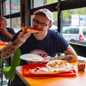 Forever winking while eating food and scaring your children. #pizzaface • • • • • #pizza #pizzashop #sliceshop #pizzapie #pizzatime #pepperoni #pepperonipizza #thebrothersbuoy #newyorkpizza #momentos #pauliegees #paperplates #greenpointbrooklyn #newyorkslice #restaurantdesign #restaurantstyle #restaurantstory #liveunscripted #thatauthenticfeeling #goodeats #brooklyneats